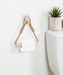 Rope And Bamboo Toilet Paper Unwelper On Sticker - Natural/Black