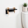 Black Acacia And Cord Toilet Dispenser With Shelf On Stickers - Black
