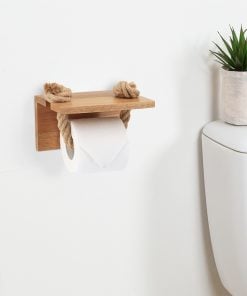 Acacia And Cord Toilet Dispenser With Shelf On Stickers - Natural