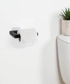 Acacia Toilet Dispenser With Shelf On Stickers - Black
