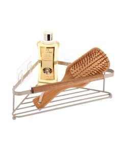 Coated Steel Wire Corner Rack With Acacia Bar To Stick Or To Fix - Beige