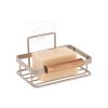 Coated Steel Wire Soap Dish Rack With Acacia Bar - Beige