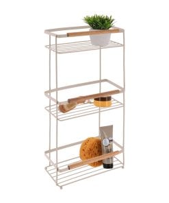 Rectangular Metal 3 Tier Shelf / Acacia Deco - Beige