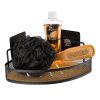 Metal Bamboo Corner Shelf On Adhesive Cards 3M - Black/Bamboo