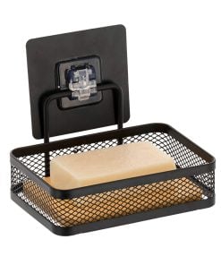Metal Bamboo Soap Dish On Adhesive Cards 3M - Black/Bamboo