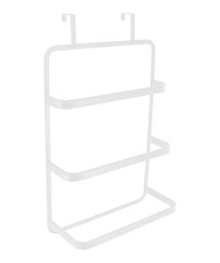 Over Door Metal Towel Rack With 3 Bars - White