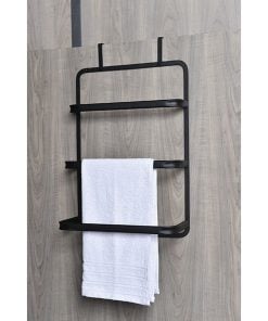 Over Door Metal Towel Rack With 3 Bars - Black