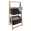 Bamboo Shelves With 2 Polyester Storage Baskets - Black/Bamboo Bamboo Shelves With 2 Polyester Storage Baskets - Black/Bamboo