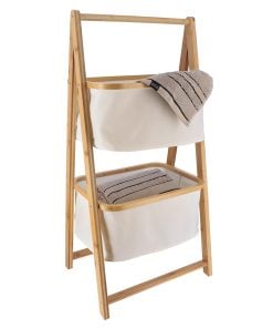 Bamboo Shelves With 2 Polyester Storage Baskets - Natural/Bamboo