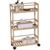 Bamboo Sideboard On Wheels With 3 Shelves - Bamboo