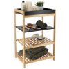 Bamboo/Mdf Furniture With 4 Shelves - Black/Bamboo