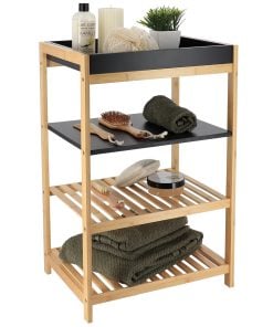 Bamboo/Mdf Furniture With 4 Shelves - Black/Bamboo