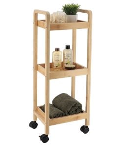 Bamboo/Mdf Sideboard On Wheels With 3 Shelves - Bamboo