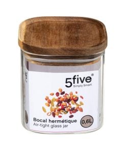 Jar Squa Glass+Aca 0,6L Hermet Five