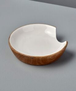Wood And White Enamel Spoon Rest