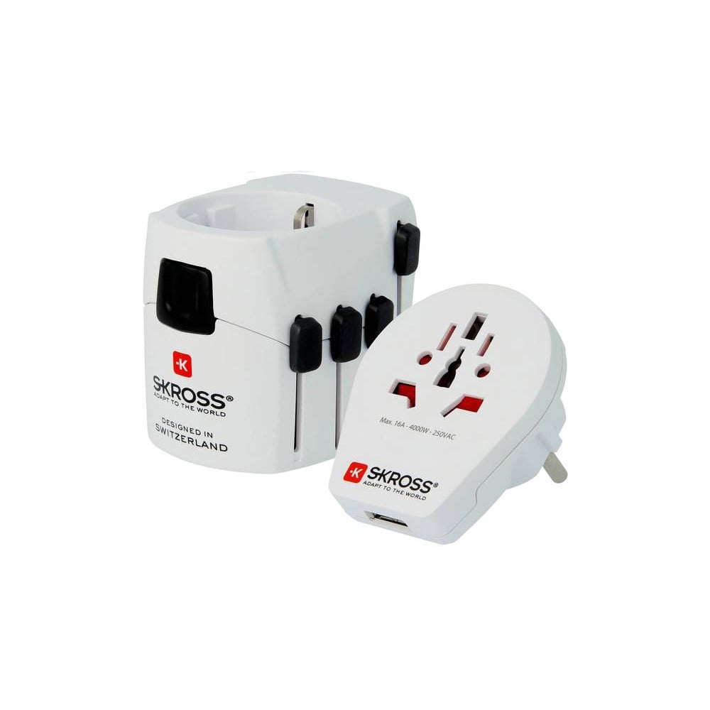 I136919 SKROSS Travel Adapter with Plug PRO World & USB