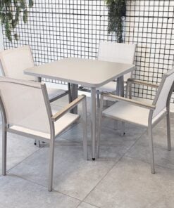 Steel table + 4 chairs