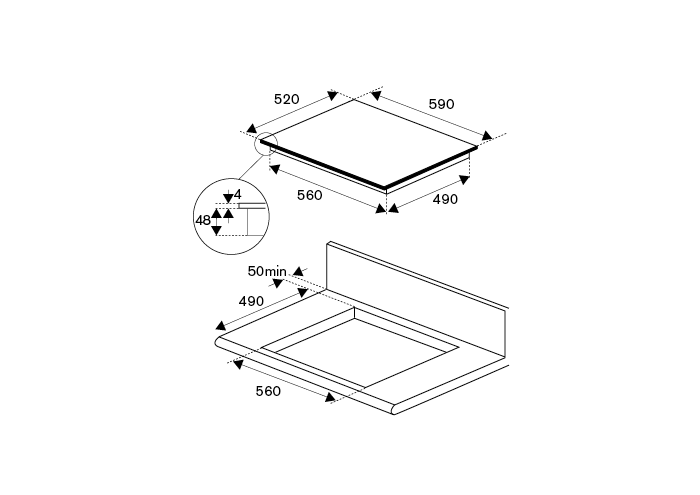 La Germania Vitroceramic Cooker Top 60cm P604CERLAGN
